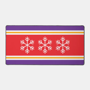 Festivals Bright Red Royal Lila Stripes Snowflakes Schreibtischunterlage