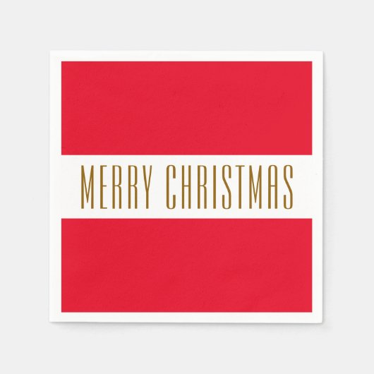 Festivals Bright Red White Stripes MERRY CHRISTMAS Serviette (Vorderseite)