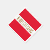 Festivals Bright Red White Stripes MERRY CHRISTMAS Serviette (Ecke)