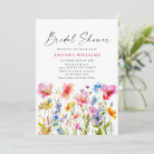 Festivals Bright Watercolor Blume Brautparty Einladung (Stehend Vorderseite)