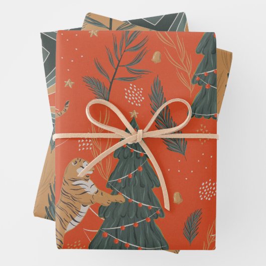 Festivals Cheetah Holiday Gem Tone Geschenkpapier Set (Beispiel)