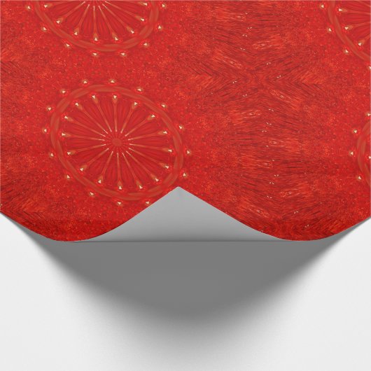 Festivals Chic Bright Red Kaleidoskop Design Geschenkpapier (Ecke)