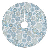 Festivals Chic Floral Mandala Schneeflocken Muster Fleece Weihnachtsbaumdecke (Vorderseite)