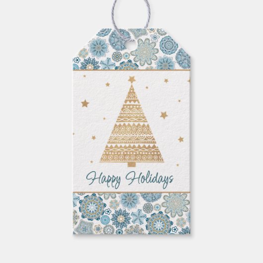 Festivals Chic Floral Mandala Schneeflocken Muster Geschenkanhänger (Vorderseite)