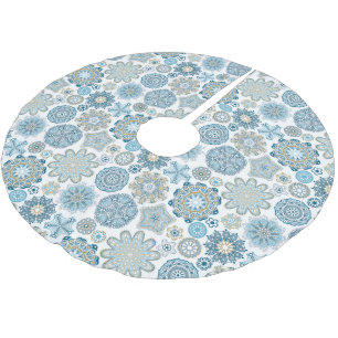 Festivals Chic Floral Mandala Schneeflocken Muster Polyester Weihnachtsbaumdecke