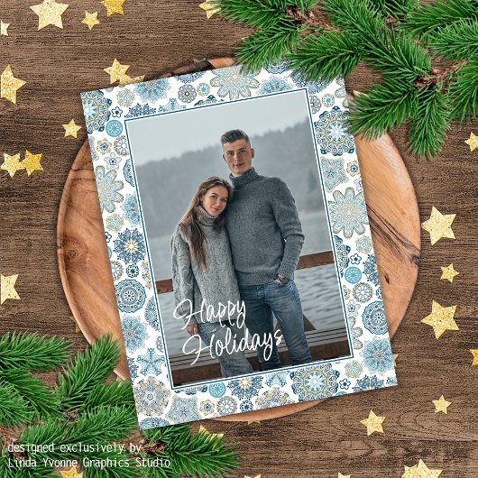 Festivals Chic Floral Mandala Schneeflocken Muster Postkarte