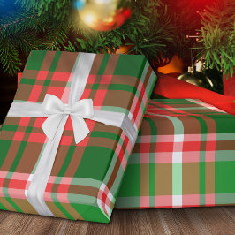 Festivals Classic Red Green White Christmas Karier Geschenkpapier