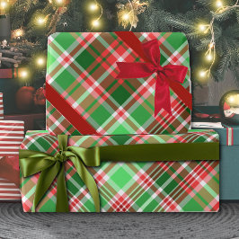 Festivals Classic Red Green White Christmas Karier Geschenkpapier