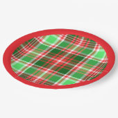 Festivals Classic Red Green White Christmas Karier Pappteller (Schrägansicht)