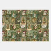 Festivals Colorful Vintage Weihnachtskarte Collage Geschenkpapier Set (Vorderseite 3)