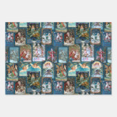 Festivals Colorful Vintage Weihnachtskarte Collage Geschenkpapier Set (Vorderseite 2)