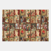 Festivals Colorful Vintage Weihnachtskarte Collage Geschenkpapier Set (Vorderseite)