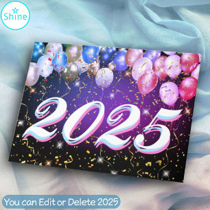 Festivals Confetti Farbenfrohe Bollons Neujahr Par Feiertagskarte