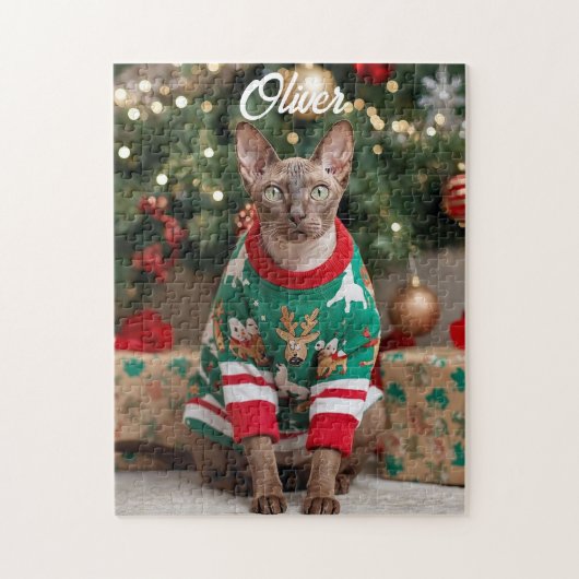 Festivals Cornish Rex Cat Weihnachten Personalisie Puzzle (Vertikal)
