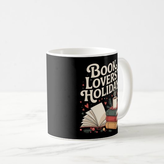 Festivals Cosy Book Lovers Holiday Retro Weihnacht Kaffeetasse (VorderseiteRechts)