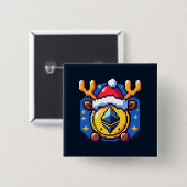 Festivals Crypto Reindeer - Funny Pixel Art Holida Button (Vorne & Hinten)