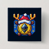 Festivals Crypto Reindeer - Funny Pixel Art Holida Button (Vorderseite)