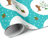 Festivals Dackel_aquamarin Geschenkpapier (Rolleneckpunkt)