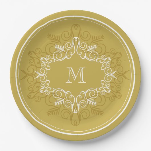 Festivals Deko Frame Monogram Classy Holiday Pappteller (Vorderseite)