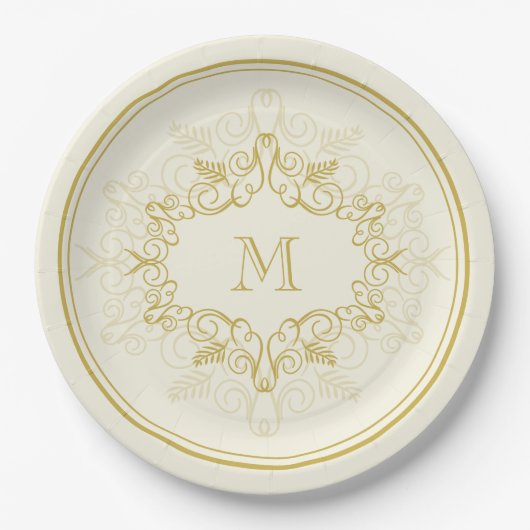 Festivals Deko Frame Monogram Classy Holiday Pappteller (Vorderseite)