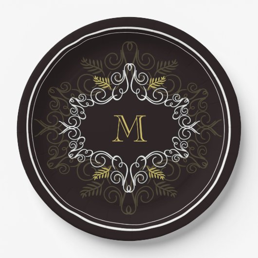 Festivals Deko Frame Monogram Classy Holiday Pappteller (Vorderseite)