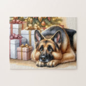 Festivals Deutscher Schäferhund Dog Lover Weihnach Puzzle (Horizontal)