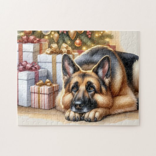 Festivals Deutscher Schäferhund Dog Lover Weihnach Puzzle (Horizontal)