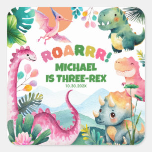 Festivals Dinosaur Dig Prähistorische Kinder 3. Ge Quadratischer Aufkleber