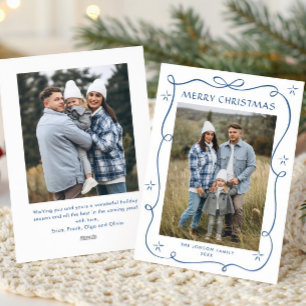 Festivals Dusty Blue Christmas Bow Ribbon 2 Foto Feiertagskarte