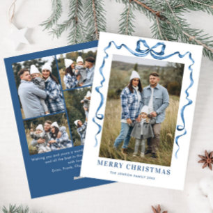Festivals Dusty Blue Christmas Bow Ribbon 5 Foto Feiertagskarte
