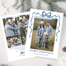 Festivals Dusty Blue Christmas Bow Ribbon 5 Foto Feiertagskarte
