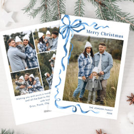 Festivals Dusty Blue Christmas Bow Ribbon 5 Foto Feiertagskarte