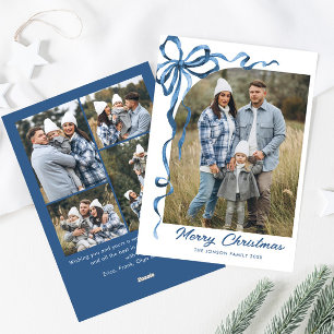 Festivals Dusty Blue Christmas Bow Ribbon 5 Foto Feiertagskarte