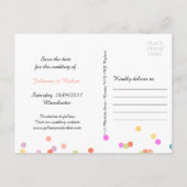 Festivals Farben Confetti Save the Date Postkarte (Rückseite)