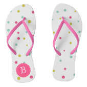 Festivals farbiges Konfetti-Dots-Muster Monogramm Badesandalen (Fußbett)