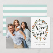 Festivals Floral Hanukkah Fotokarte Feiertagskarte (Vorne/Hinten)