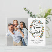 Festivals Floral Hanukkah Fotokarte Feiertagskarte (Stehend Vorderseite)