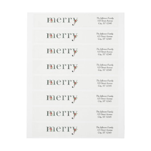 Festivals Florals MERRY Wraparound Holiday Labels (Bogen)