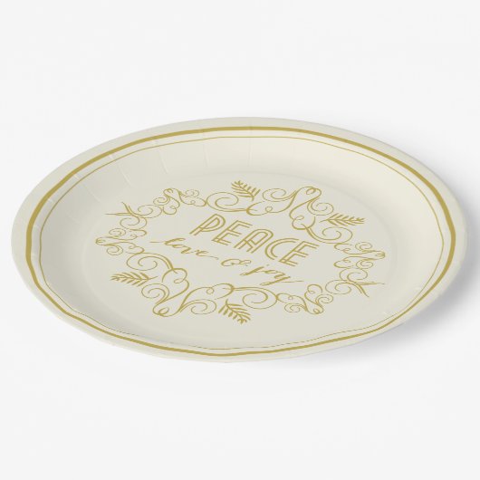 Festivals Foliage Deko Peace Liebe Joliday Party Pappteller (Schrägansicht)