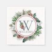 Festivals Foliage Holiday Monogram Initial Dinner Serviette (Vorderseite)
