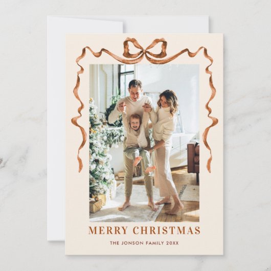 Festivals Frohe Weihnachten Boho Bow Ribbon 2 Foto (Vorderseite)