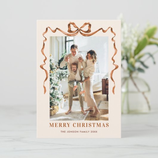 Festivals Frohe Weihnachten Boho Bow Ribbon 2 Foto (Stehend Vorderseite)