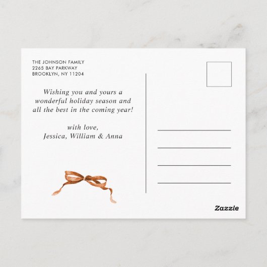 Festivals Frohe Weihnachten Boho Bow Ribbon 2 Foto Postkarte (Rückseite)