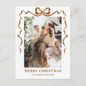 Festivals Frohe Weihnachten Boho Bow Ribbon 2 Foto Postkarte (Vorderseite)