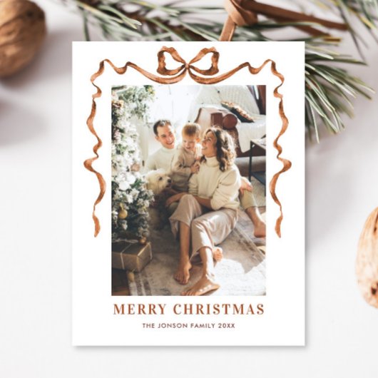 Festivals Frohe Weihnachten Boho Bow Ribbon 2 Foto Postkarte