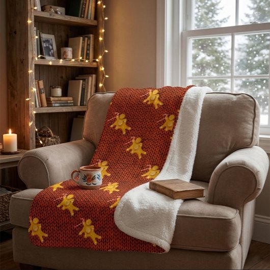 Festivals Gingerbrei Mann & Strick Muster Weihnach Sherpadecke
