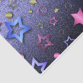 Festivals Glam Shiny Blue Gold Pink Metallic Stars Seidenpapier (Ausschnitt)