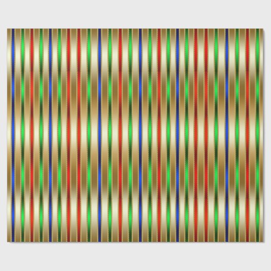 Festivals Glam Stripes Red Blue Green Gold Geschenkpapier (Flach)