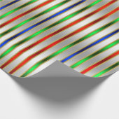 Festivals Glam Stripes Red Blue Green Silver Geschenkpapier (Ecke)