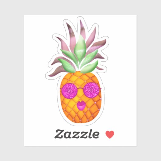 Festivals Glamour Glitzer Shades Ananas Aufkleber (Blatt)